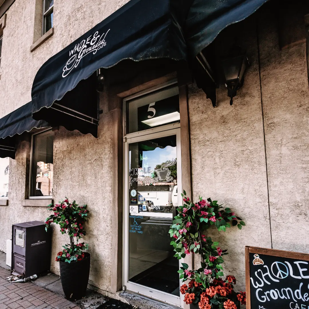Whole grounded cafe storefront Whole grounded cafe storefront